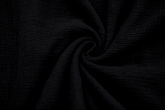 Tissu Double Gaze Noir -Coupon de 3 mètres