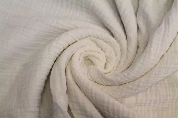 Tissu Double Gaze Blanc Cassé -Coupon de 3 mètres 