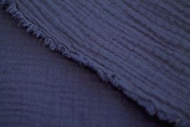 Tissu Double Gaze Bleu Ardoise -Coupon de 3 mètres