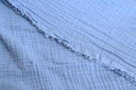 Tissu Double Gaze Bleu Ciel -Coupon de 3 mètres