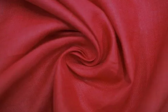 Tissu Lin Uni Rouge 100% -Au Mètre
