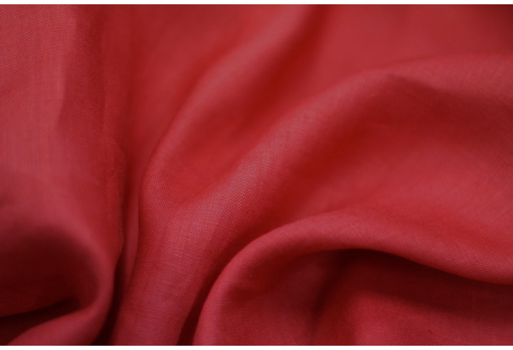 Tissu Lin Uni Rouge 100% -Au Metre