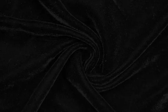 Tissu Velours Velvet Uni Noir -Au Mètre