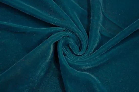 Tissu Velours Velvet Uni Bleu pétrole -Au Mètre