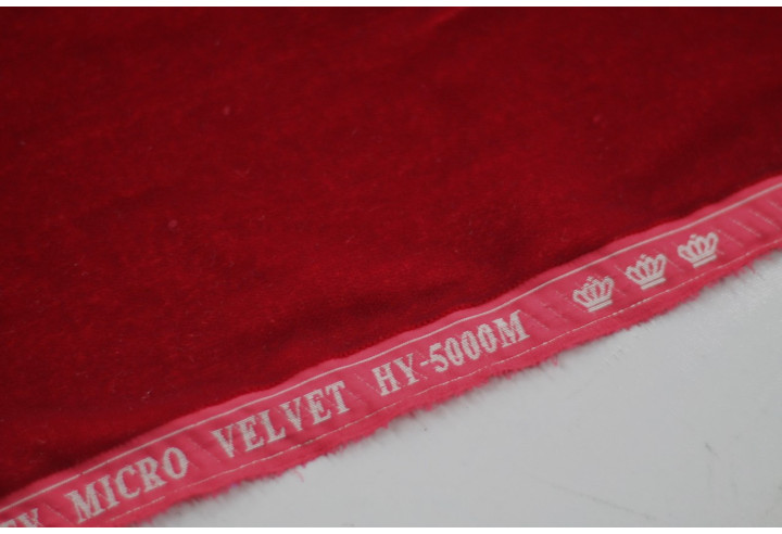 Tissu Velours Velvet Uni Rouge -Au Metre