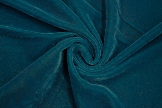 Tissu Velours Velvet Uni Bleu pétrole -Coupon de 3 mètres