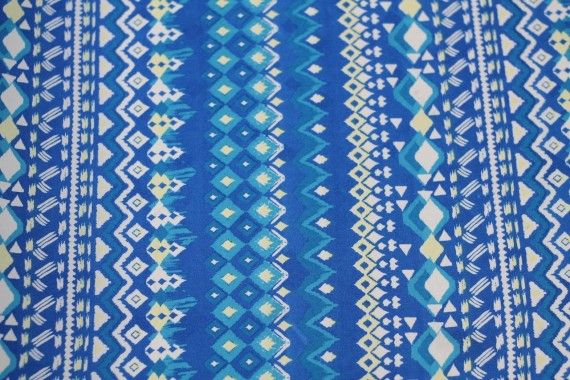 Tissu Crêpe Polyester  Géométrique Bleu  -Au Mètre
