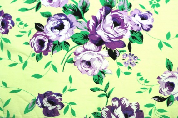 Tissu Crêpe Polyester Fleur Violet -Au Mètre