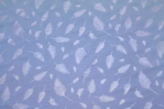 Tissu Voile de Viscose Bleu Plume Argent -Au Metre