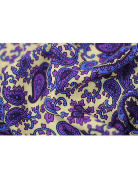 Tissu Viscose Imprimée Paisley Violet -Au Mètre