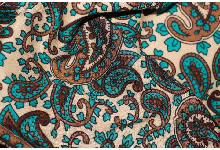 Tissu Viscose Imprimée Paisley Emeraude -Au Mètre