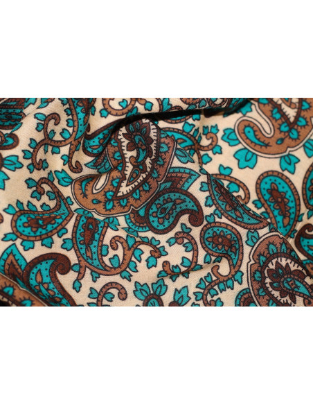 Tissu Viscose Imprimée Paisley Emeraude -Au Mètre