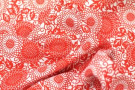 Tissu Viscose Imprimée Rosace Rouge -Au Mètre