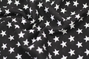 Tissu Viscose Imprimée Étoile Noir/Blanc -Au Mètre 2