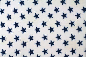 Tissu Viscose Imprimée Étoile Blanc/Marine -Au Mètre