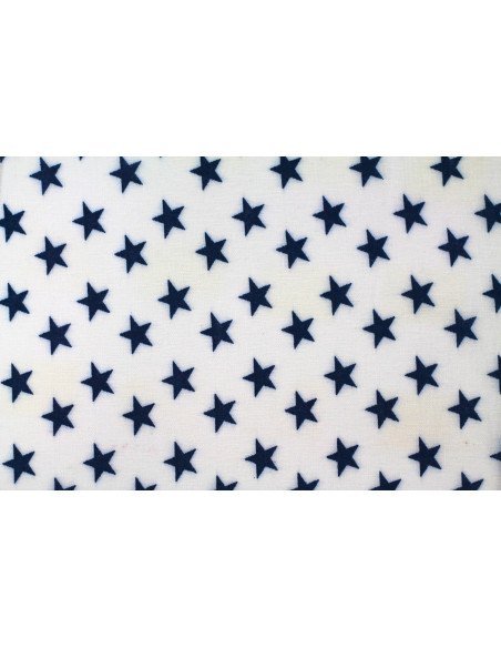 Tissu Viscose Imprimée Étoile Blanc/Marine -Au Mètre