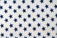 Tissu Viscose Imprimée Étoile Blanc/Marine -Au Mètre