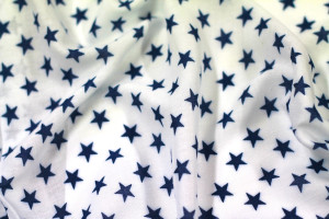 Tissu Viscose Imprimée Étoile Blanc/Marine -Au Mètre 2