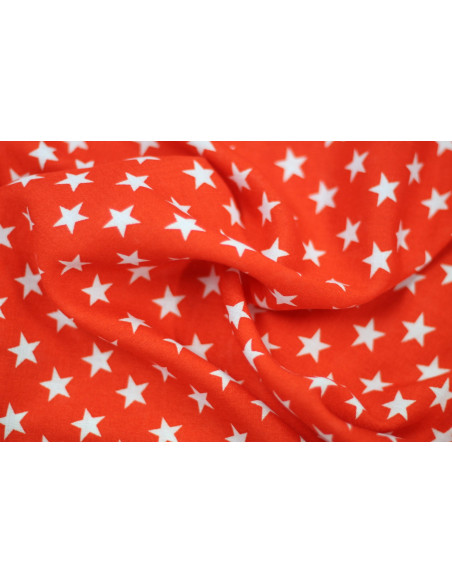 Tissu Viscose Imprimée Étoile Rouge/Blanc -Au Mètre
