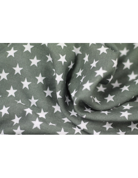 Tissu Viscose Imprimée Étoile Gris/Blanc -Au Mètre