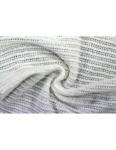 Tissu Maille Tricot Chenille Ecru -Au Mètre
