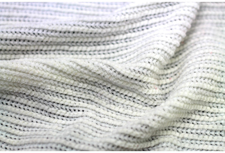 Tissu Maille Tricot Chenille Ecru -Au Mètre