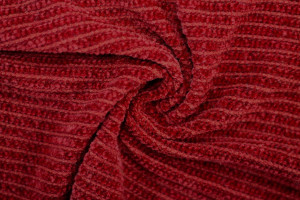Tissu Maille Tricot Chenille Rouge -Au Mètre