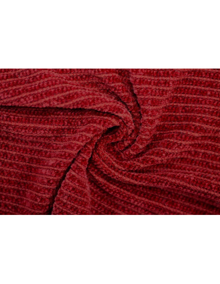 Tissu Maille Tricot Chenille Rouge -Au Mètre