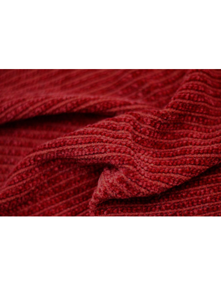 Tissu Maille Tricot Chenille Rouge -Au Mètre