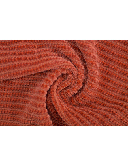 Tissu Maille Tricot Chenille Brique -Au Mètre