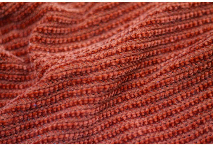 Tissu Maille Tricot Chenille Brique -Au Mètre