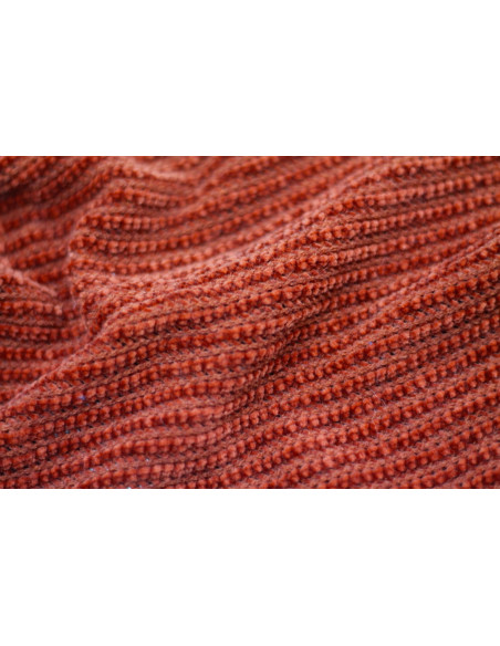 Tissu Maille Tricot Chenille Brique -Au Mètre