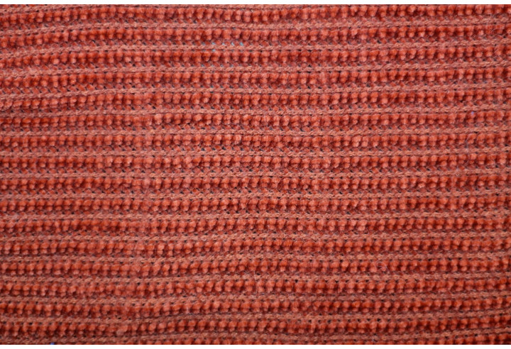 Tissu Maille Tricot Chenille Brique -Au Mètre
