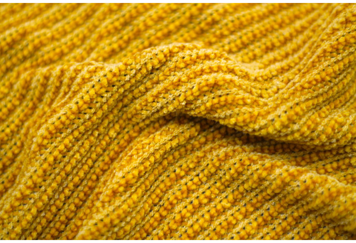 Tissu Maille Tricot Chenille Safran -Au Mètre