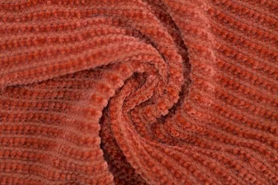 Tissu Maille Tricot Chenille Brique -Coupon de 3 mètres