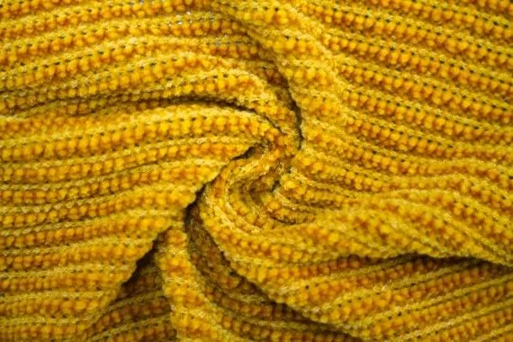 Tissu Maille Tricot Chenille Safran -Coupon de 3 mètres