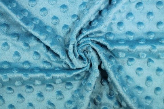 Tissu Polaire Minky Pois Turquoise -Coupon de 3 mètres