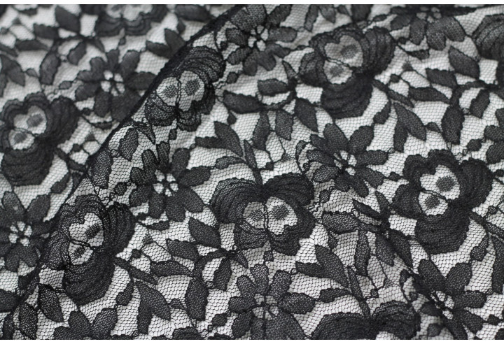 Tissu Dentelle Kym Noire -Au Mètre