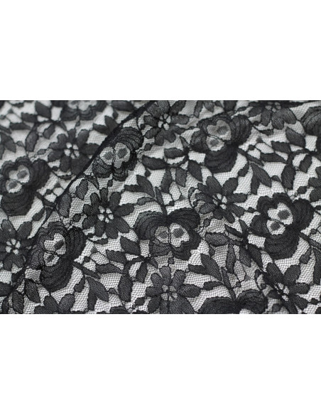Tissu Dentelle Kym Noire -Au Mètre