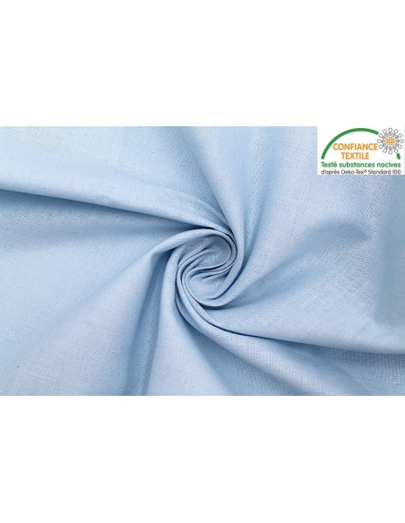 Tissu Coton Cretonne Bleu ciel -Au Mètre