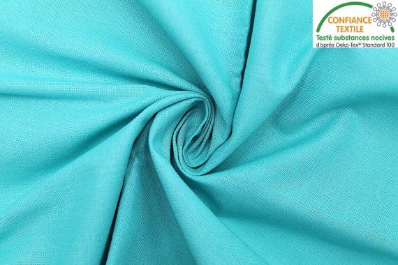 Tissu Coton Cretonne Turquoise clair -Au Mètre