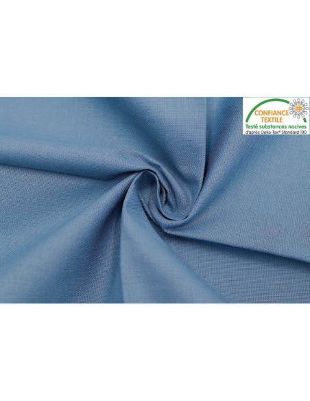 Tissu Coton Cretonne Bleu denim -Au Mètre