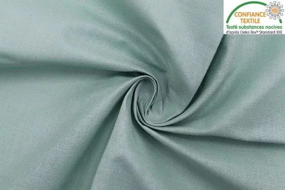 Tissu Coton Cretonne Vert jade -Au Mètre