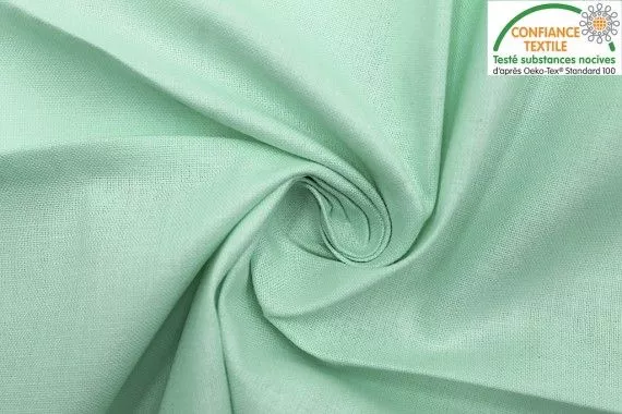 Tissu Coton Cretonne Vert d'eau -Au Mètre