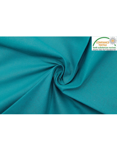 Tissu Coton Cretonne Bleu Hawaï -Au Mètre