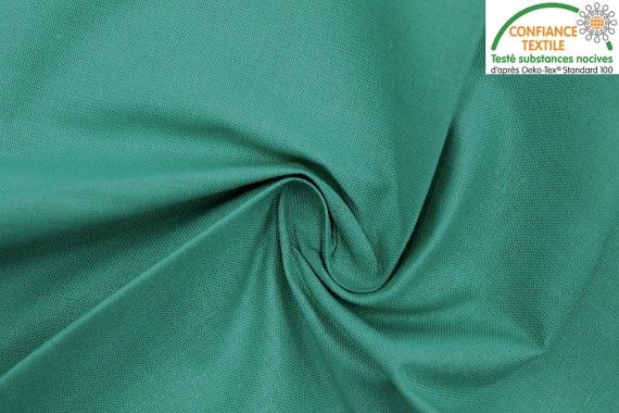 Tissu Coton Cretonne Vert émeraude -Au Mètre