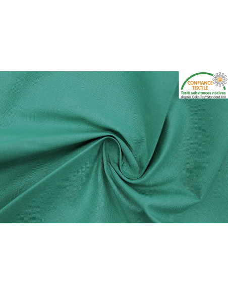 Tissu Coton Cretonne Vert émeraude -Au Mètre