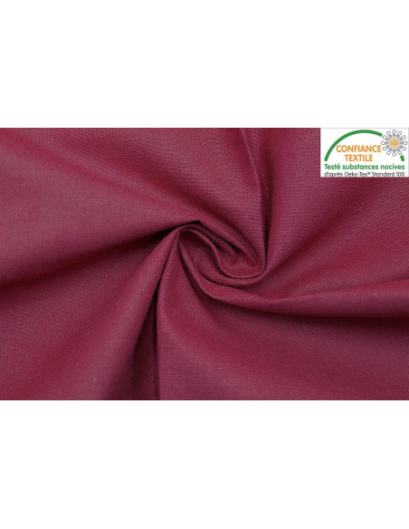 Tissu Coton Cretonne Bordeaux -Au Mètre