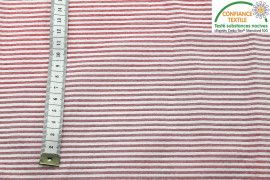 Tissu Seersucker Coton Rayé Lurex Rouge -Au Mètre