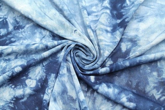 Tissu Jersey Tie and Dye Bleu -Au Mètre